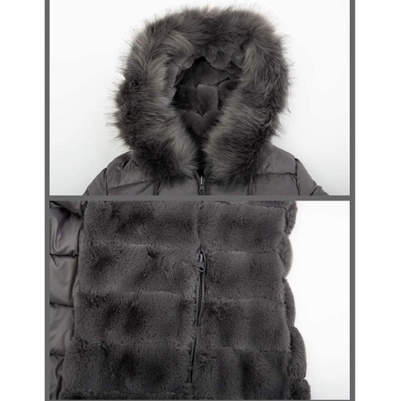 Double Sided Faux Fur Puffer Jacket Hooded-Fur - Picture 4 of 9